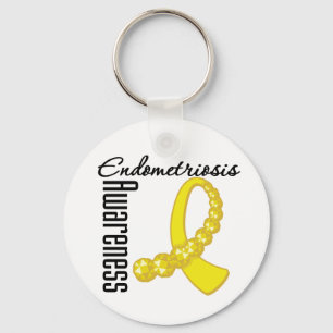 Endometriose-Bewusstsein Gemstone Ribbon Schlüsselanhänger