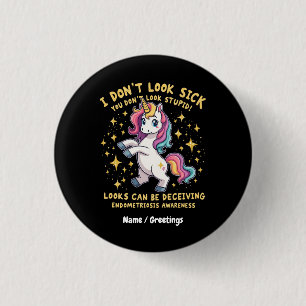 Endometriose-Bewusstsein stark Einhornkrieger Button