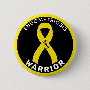 Endometriose Warrior Ribbon Black Button