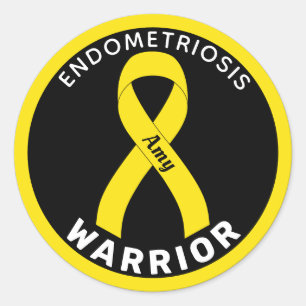 Endometriose Warrior Ribbon Black Round Sticker