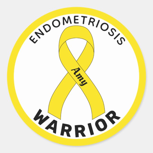 Endometriose Warrior Ribbon White Round Aufkleber (Vorderseite)
