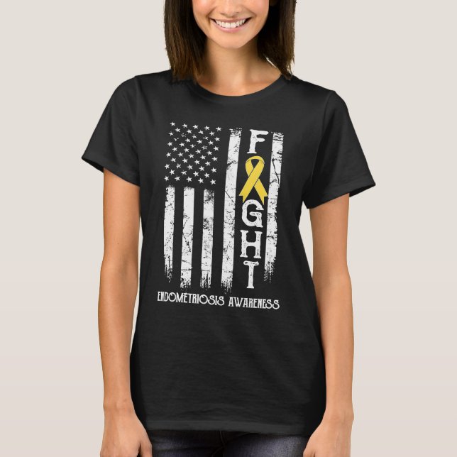 Endometriose-Warrior US-Flagge T-Shirt (Vorderseite)