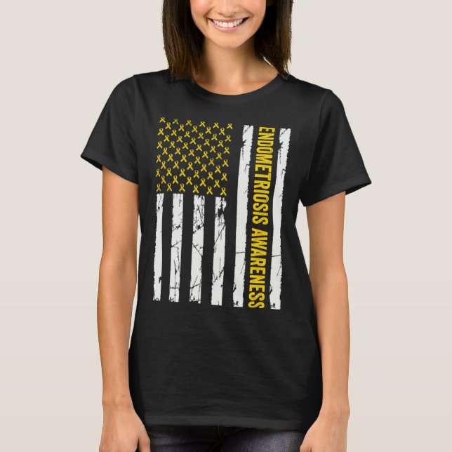 Endometriosis Awareness Flag Yellow Ribbon Endo Wa T-Shirt (Vorderseite)