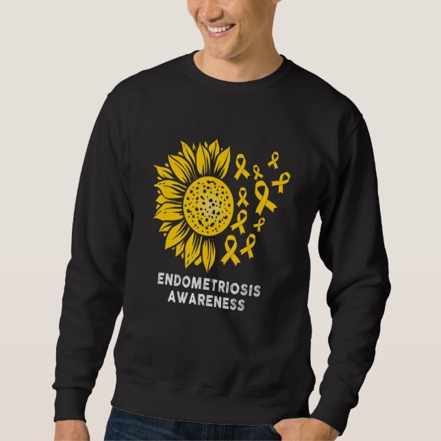 Endometriosis Awareness sunflower with Yellow Ribb Sweatshirt (Vorderseite)