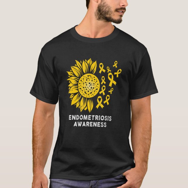 Endometriosis Awareness sunflower with Yellow Ribb T-Shirt (Vorderseite)