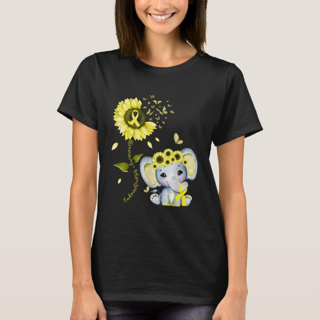 Endometriosis Awareness Yellow Hippie Sunflower El T-Shirt (Vorderseite)