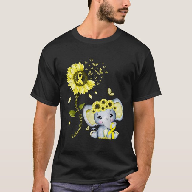 Endometriosis Awareness Yellow Hippie Sunflower El T-Shirt (Vorderseite)