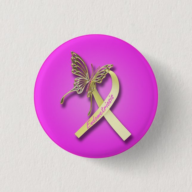Endometriosis-Band mit Goldschmetterling Button (Vorderseite)