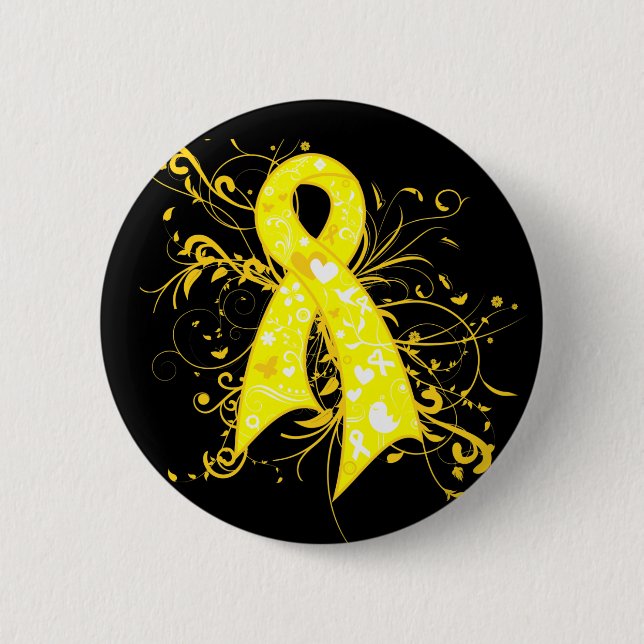 Endometriosis Floral Swirls Ribbon Button (Vorderseite)