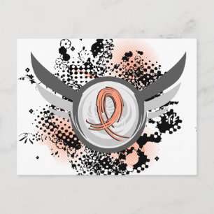 Endometriumkarzinom Peach Ribbon and Wings Postkarte