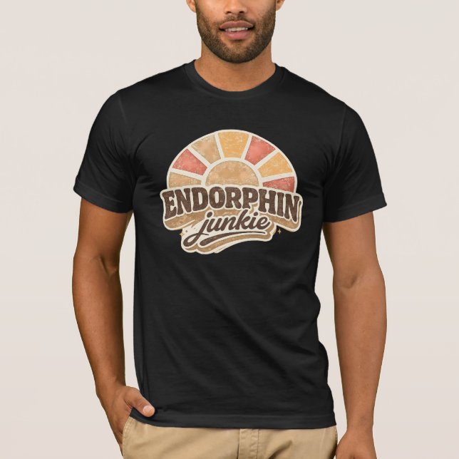 Endorphin-Junkie - Retro 70er Sonnenexplosion Boho T-Shirt (Vorderseite)