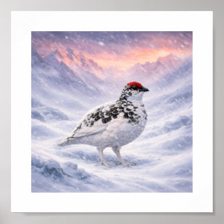 Enduring the Storm — Ptarmigan in the Japanese Alp Poster