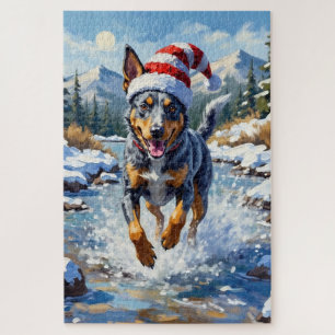 Energer Hund Blue Heeler Winter Creek Weihnachten Puzzle