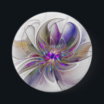 Energetic, Colorful Abstract Fractal Art Flower Button<br><div class="desc">A multicolored powerful fantasy flower,
unique floral fractal art.
Design for your round button and more.</div>