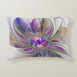 Energetic, Colorful Abstract Fractal Art Flower Dekokissen