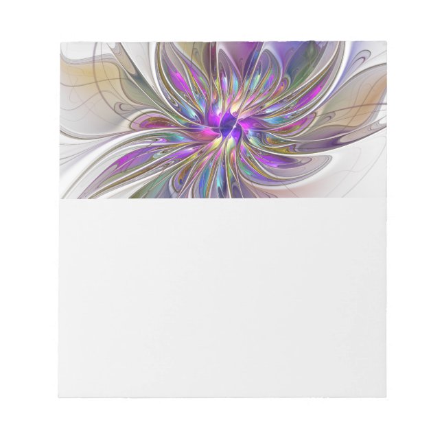 Energetic, Colorful Abstract Fractal Art Flower Notizblock (Vorderseite)