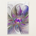 Energetic, Colorful Abstract Fractal Art Flower Planer<br><div class="desc">A multicolored powerful fantasy flower,
unique floral fractal art.
Design for your planner and more.</div>