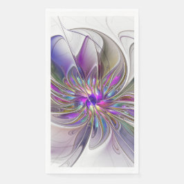 Energetic, Colorful Abstract Fractal Art Flower Serviette