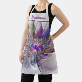 Energetic, Colorful Abstract Fractal Flower Name Schürze