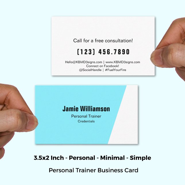 Energetic Electric Blue Personal Training Visitenkarte (3.5x2 Inch, Energetic Electric Blue Personal Trainer Business Card)