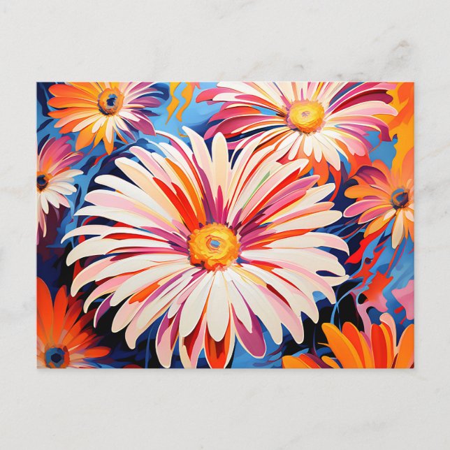 Energetic Floral Abstrakt Gerbera Daisies Postkarte (Vorderseite)