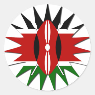 Energetic Kenyan National Flag Star Illustration Runder Aufkleber