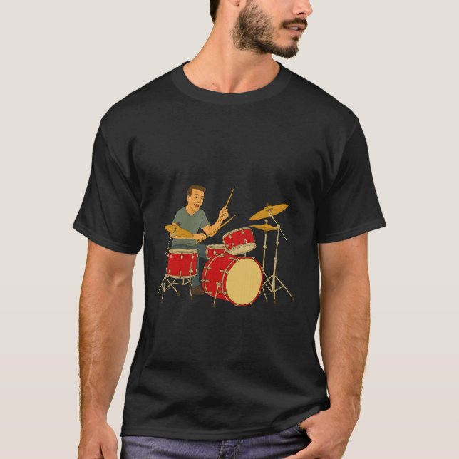 Energetic man playing drums T-Shirt (Vorderseite)