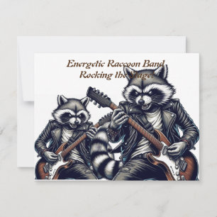Energetic Raccoon Band: Rocking the Bühne! Feiertagskarte