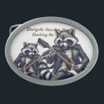 Energetic Raccoon Band: Rocking the Bühne! Ovale Gürtelschnalle<br><div class="desc">Dieses Design zeigt eine Gruppe von Raccoons, die mit wildem Enthusiasmus auf Gitarren rocken und die Rohenergie und die Leidenschaft für eine echte Rock-Performance einfangen. Ideal für Raccoon-Liebhaber und Gitarrenbegeisterte gleichermaßen, ist es ein Muss für jeden, der den erbitterten Geist der Musik und den spielerischen Charme der Raccoon Rockstars schätzt....</div>