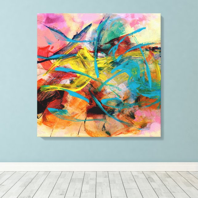 Energetische Abstrakte Malerei Leinwanddruck (Insitu (Holzboden))