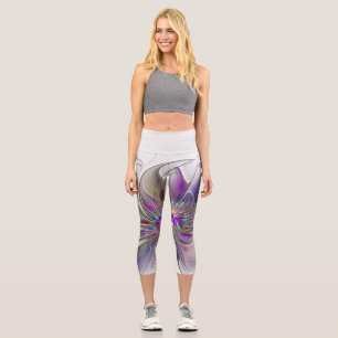 Energetische, farbenfrohe Abstrakte Fraktal Kunst  Capri Leggings