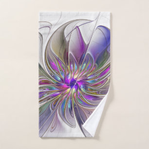 Energetische, farbenfrohe Abstrakte Fraktal Kunst Handtuch