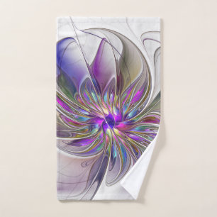 Energetische, farbenfrohe Abstrakte Fraktal Kunst  Handtuch