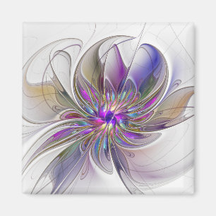 Energetische, farbenfrohe Abstrakte Fraktal Kunst Magnet