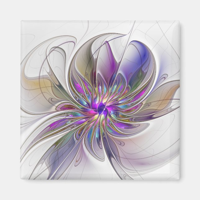 Energetische, farbenfrohe Abstrakte Fraktal Kunst  Magnet (Vorne)