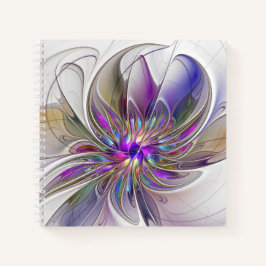 Energetische, farbenfrohe Abstrakte Fraktal Kunst  Notizbuch