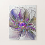 Energetische, farbenfrohe Abstrakte Fraktal Kunst Puzzle<br><div class="desc">Dekorative einzigartige Fantasie-Blume. Design für Ihr Rätsel und mehr.</div>