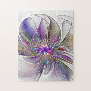 Energetische, farbenfrohe Abstrakte Fraktal Kunst  Puzzle