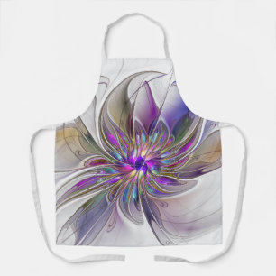 Energetische, farbenfrohe Abstrakte Fraktal Kunst  Schürze