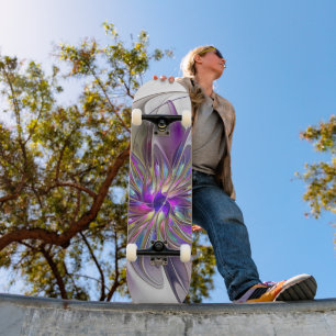 Energetische, farbenfrohe Abstrakte Fraktal Kunst Skateboard