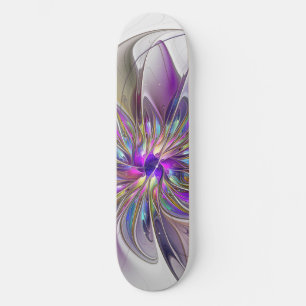 Energetische, farbenfrohe Abstrakte Fraktal Kunst Skateboard