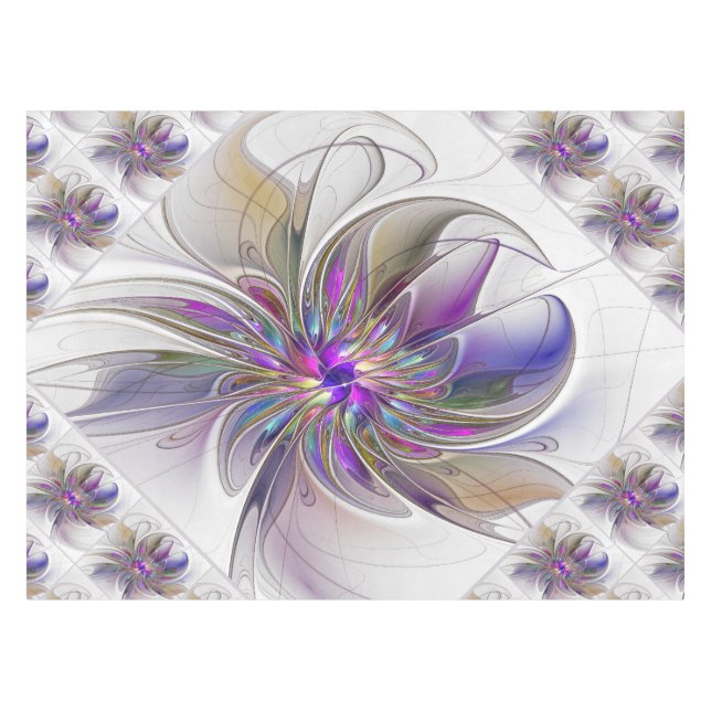 Energetische, farbenfrohe Abstrakte Fraktal Kunst  Tischdecke (Vorderseite (Horizontal))