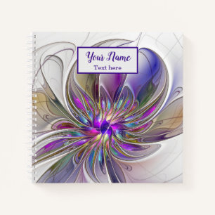 Energetische, farbige Blume des Abstrakten Fraktal Notizbuch