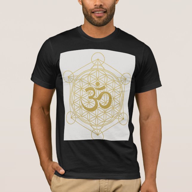 Energetische Fusion: Om-Symbol trifft heilige Geom T-Shirt (Vorderseite)