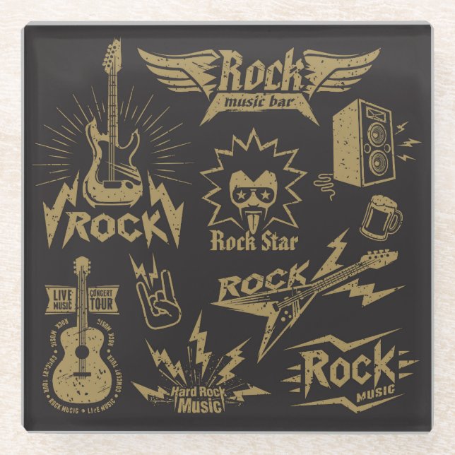 Energetische Rockmusik Glasuntersetzer (Vorderseite)
