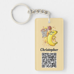 Energetischer Bananenslam Dunk Anpassbarer QR-Code Schlüsselanhänger