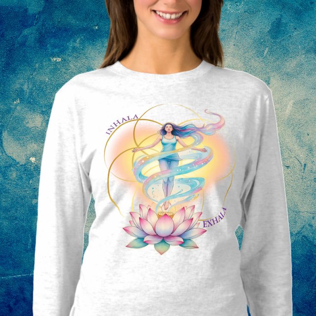 Energía Femenina renace en la flor del Loto T-Shirt (Camiseta Kundalini Yoga, Inhala Exhala con intención en tus meditaciones, actividades diarias.
)