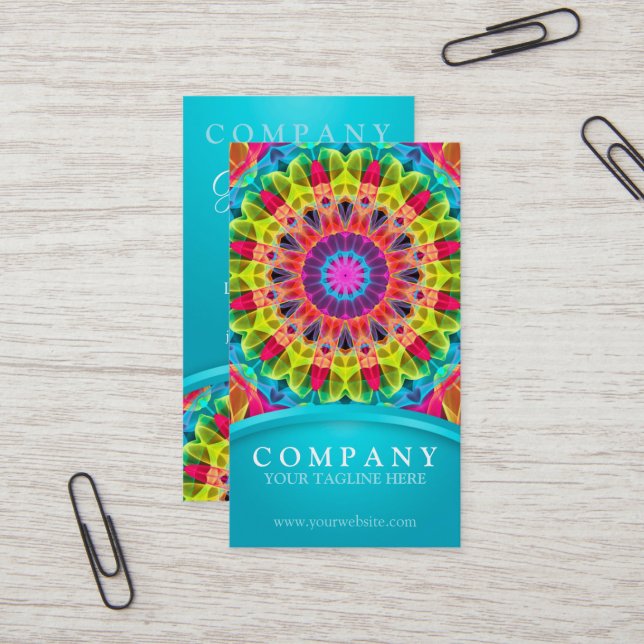 Energie-BlumeMandala - Gelb/Orange Visitenkarte (Vorderseite/Rückseite Beispiel)