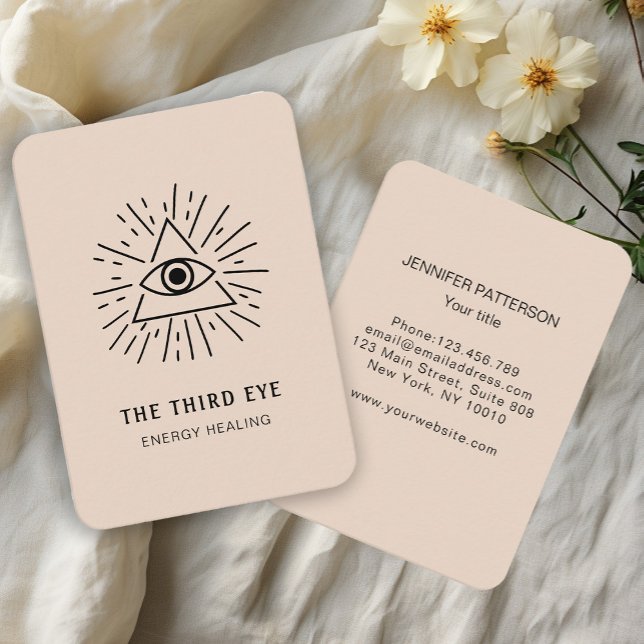 Energie Heiler Reiki Spirituell Visitenkarte (Eye Illustration. Energy Healer Reiki Spiritual Business Card.)
