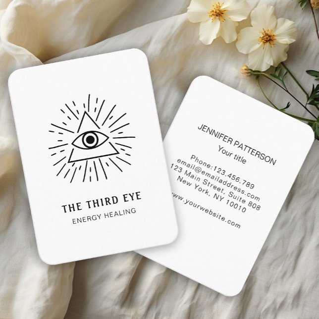 Energie Heiler Reiki Spirituell Visitenkarte (Eye Illustration. Energy Healer Reiki Spiritual Business Card.)